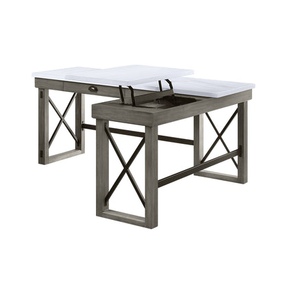 Talmar - Marble Top Weathered Writing Desk With Lift Top - Gray