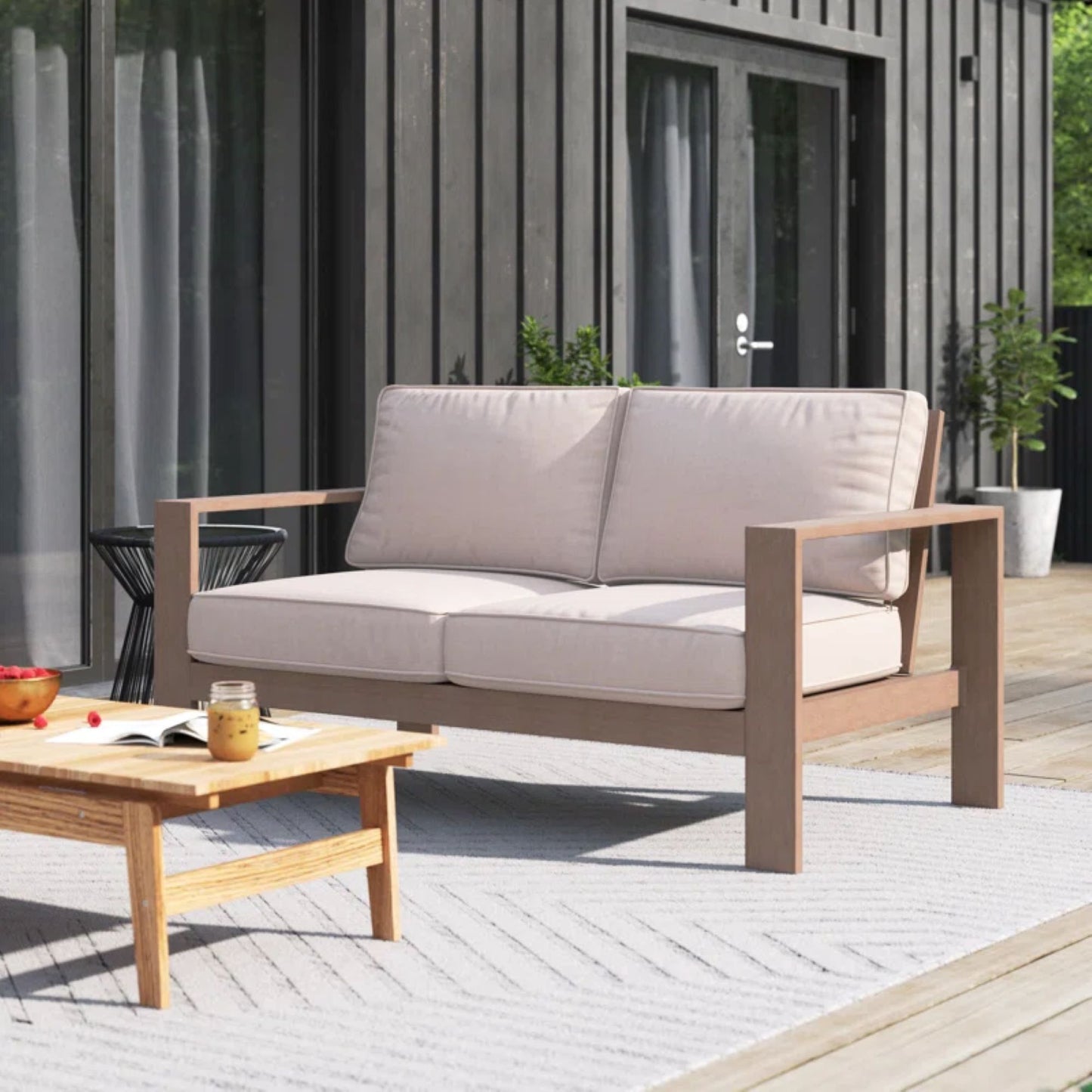 Loveseat, Wood Grained - Light Brown