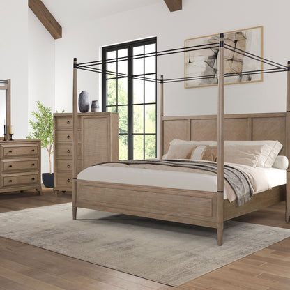 Queen Canopy Bed - Sand