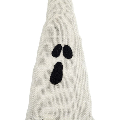Sitting Gnome With Ghost Hat, For Halloween Decor - Black White