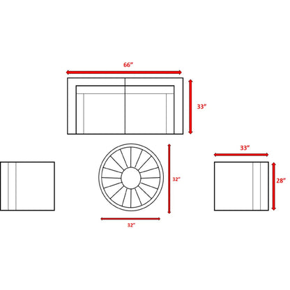Wicker Outdoor Lounge Set With Cushions And Fire Pit
