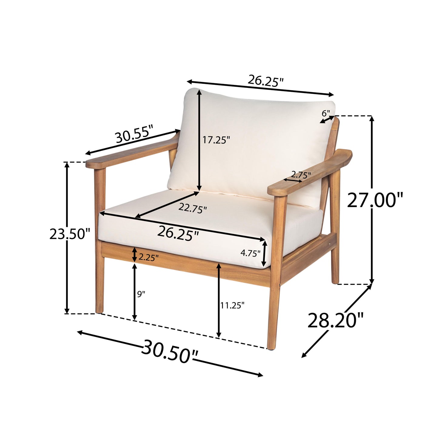 Modern Outdoor Lounge Chair With Cushions