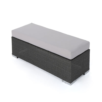 Enthrallia - Outdoor Wicker Bench With Foam Filled Cushion