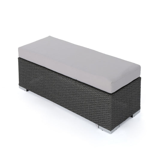 Enthrallia - Outdoor Wicker Bench With Foam Filled Cushion