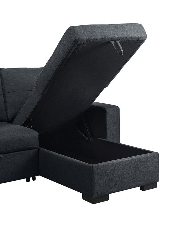 Lucas - Sleeper Sectional Sofa With Reversible Storage Chaise - Dark Gray