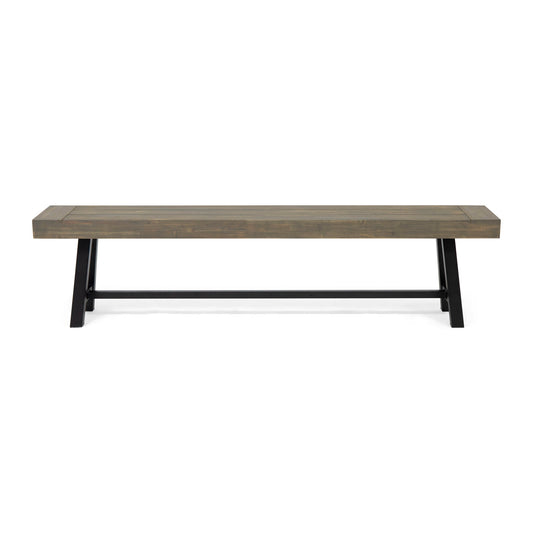 Outdoor Patio Bench - Gray / Rustic Metal
