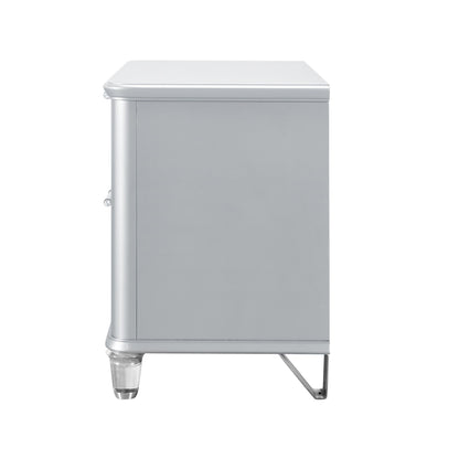 Laura - Nightstand With Sleek Frame And Fronts - Silver