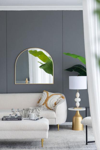 Arched Mirror With Metal Frame, Wall Mirror For Living Room Bedroom Entryway