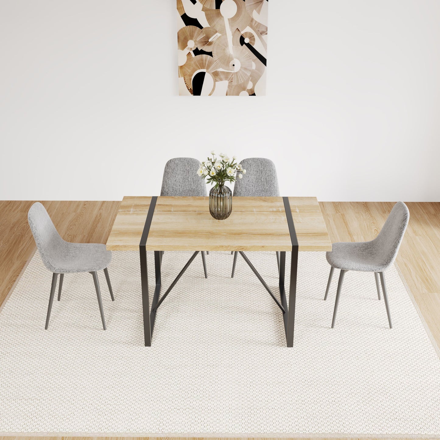 Modern Accent Dining Chairs Upholstered Seat, Metal Legs (Set of 4)