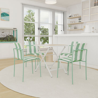 4 Piece Set Of Modern Color Block Designed Single Chairs With Folding Square Table
