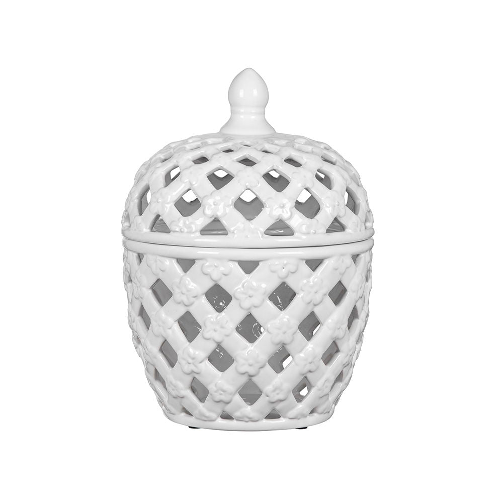 Ballas - Bird Lidded Jar - White