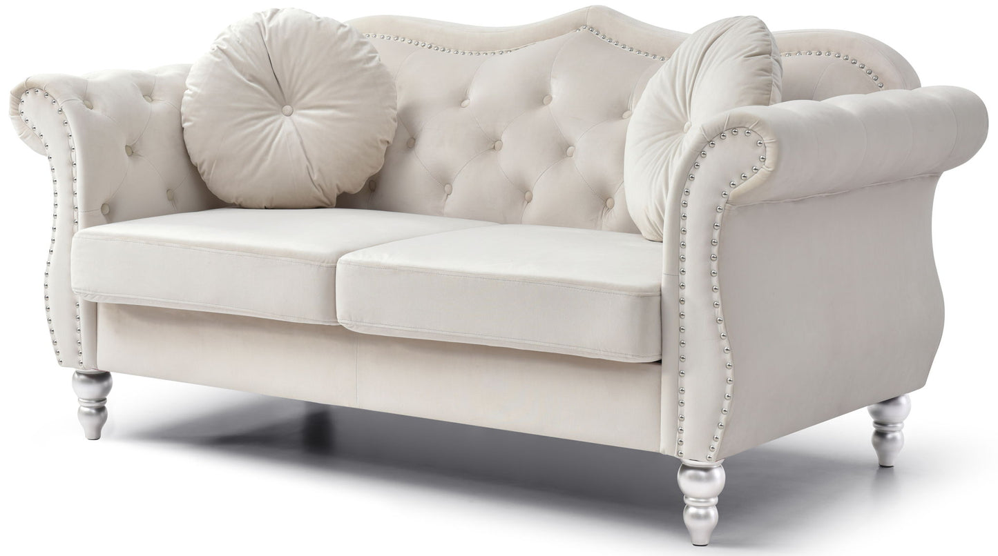 Stylish Flared Arm Loveseat