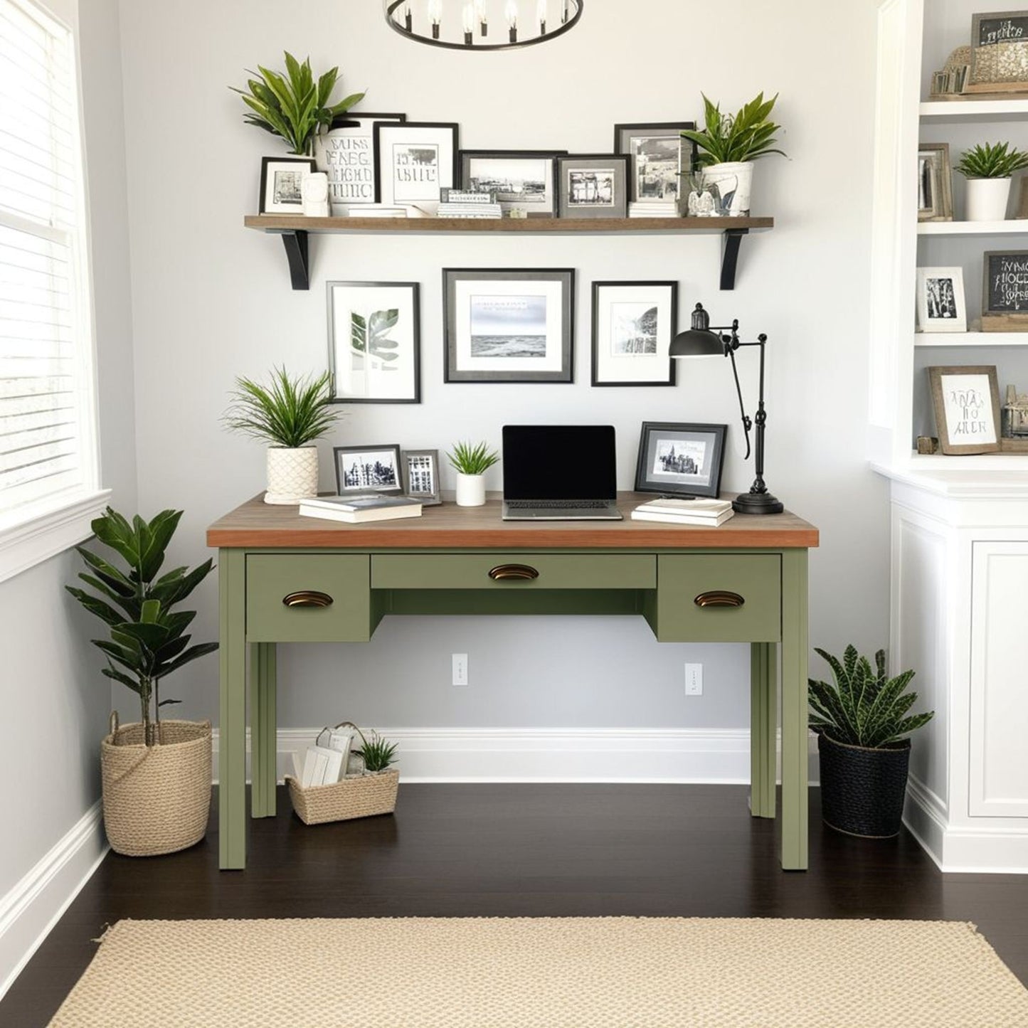 Writing Desk - Sage Green And Fruitwood