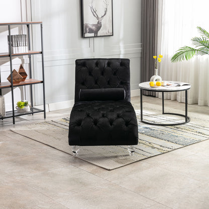 Velvet Chaise Lounge Indoor, Button Tufted Upholstered Chaise Lounge Chair With Pillow