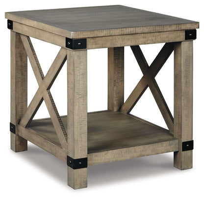 Aldwin - Rectangular End Table - Crossbuck Styling - Gray