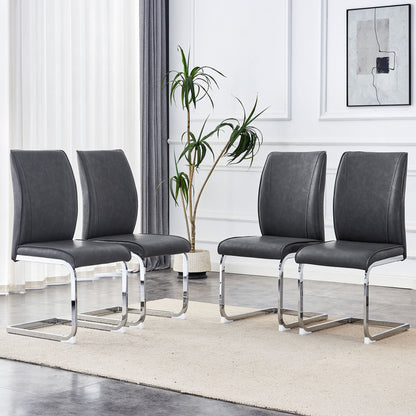 Luxury Simple Arch Chair Set Of 4 High Resilience Dining Chair - Dark Gray / Silver