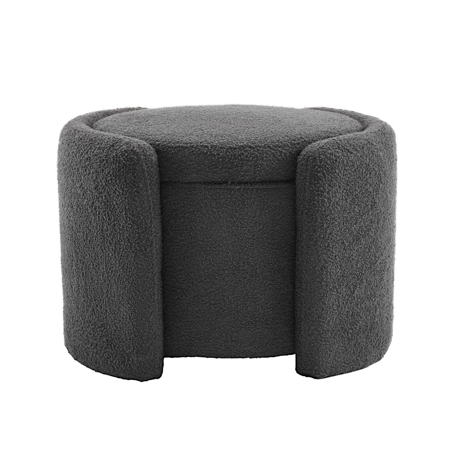 Cozy Boucle Storage Ottoman, Stylish Comfort With Hidden Storage