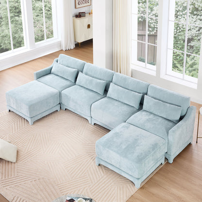 Stylish Sofa With Ottoman And Lumbar Pillows, Ergonomic Design