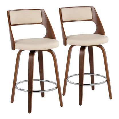 Cecina - Mid-Century Modern Fixed Height Counter Stool With Swivel And Round Footrest (Set of 2)