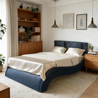 Platform Bed Frame With LED Lighting, Bluetooth Music, Vibration Massage