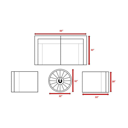 Wicker Outdoor Lounge Set With Cushions And Fire Pit