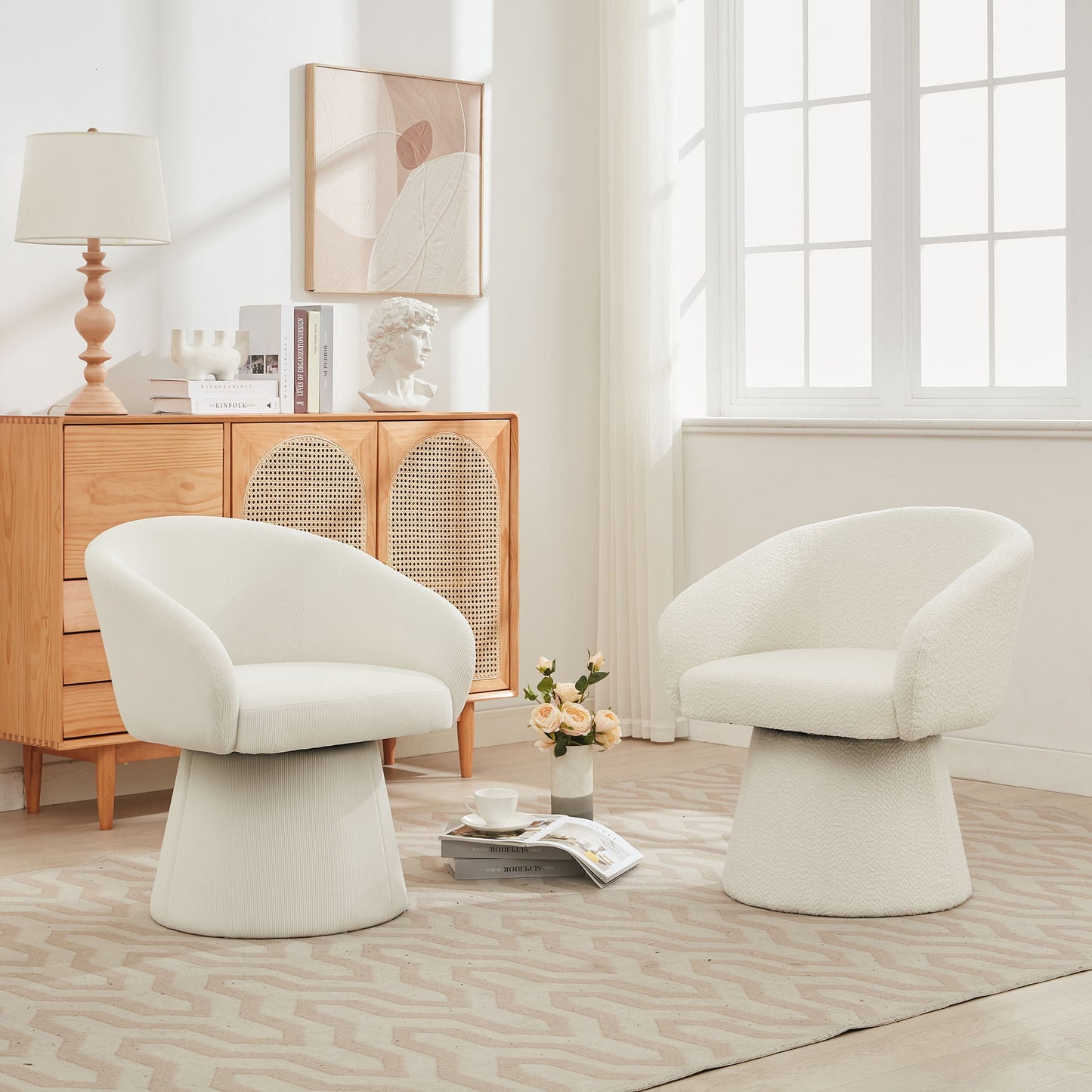 Modern Swivel Accent Chair With Ergonomic Barrel Design
