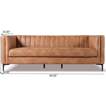 Angelina - Leather Sofa - Brown