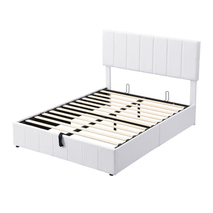 Elegant Upholstered Platform Bed With Hydraulic Storage System