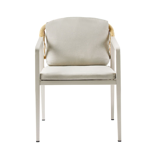 Outdoor Dining Chair (Set of 2) Wicker Rattan Woven Patio Chairs, Waterproof Seating - Gray