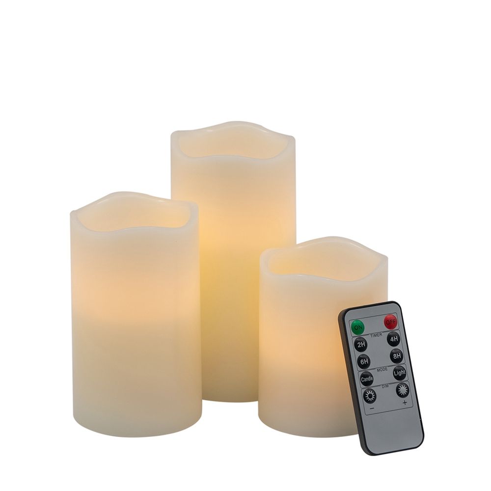 LED Candles With Remote Timer (Set of 3) - Ivory