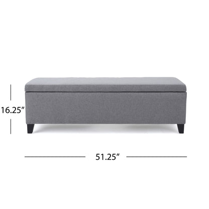 Contemporary Storage Ottoman Bench With Polyester Upholstery