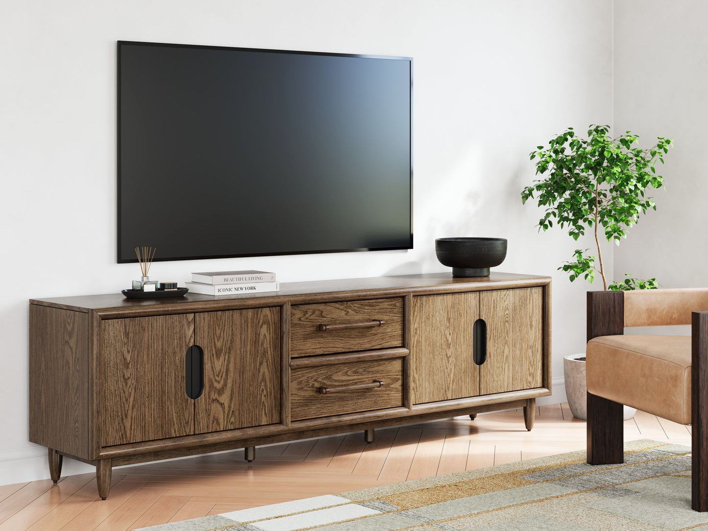 Roanhowe - Extra Large TV Stand - Brown