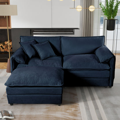Modern Comfy Deep Seat Modular Sectional Sofa Cloud Couch With Ottoman