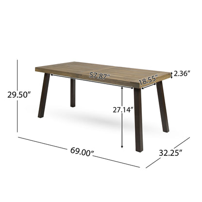 Acacia Wood Dining Table With Slat Design