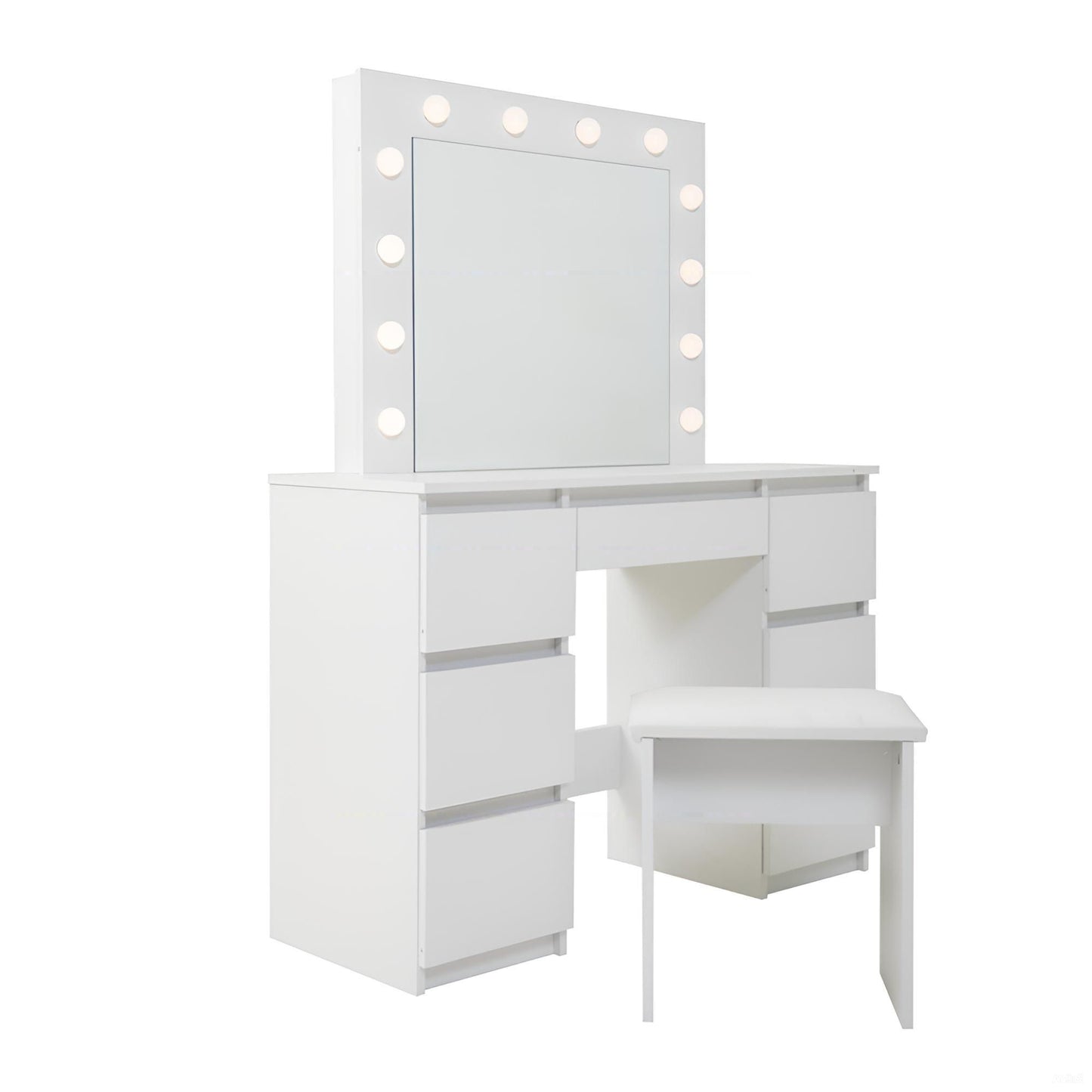 Large Vanity Tables With Mirror And Light - Matte White