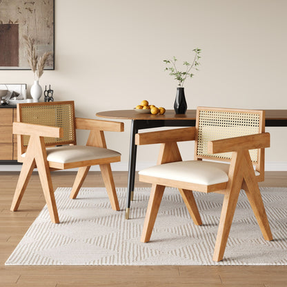 Chandigarh Farmhouse Style Cane Upholstered Dining Chairs (Set of 2)