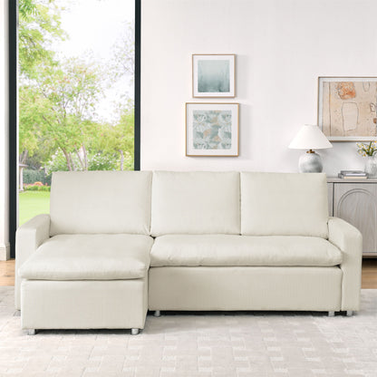 Convertible L Shaped Sleeper Sofa Bed With Reversible Chaise And Storage